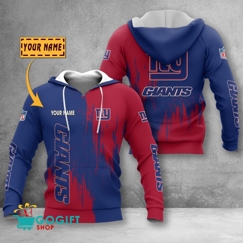 New York Giants Custom Name Scratched Color 3D Printed Pullover Hoodie