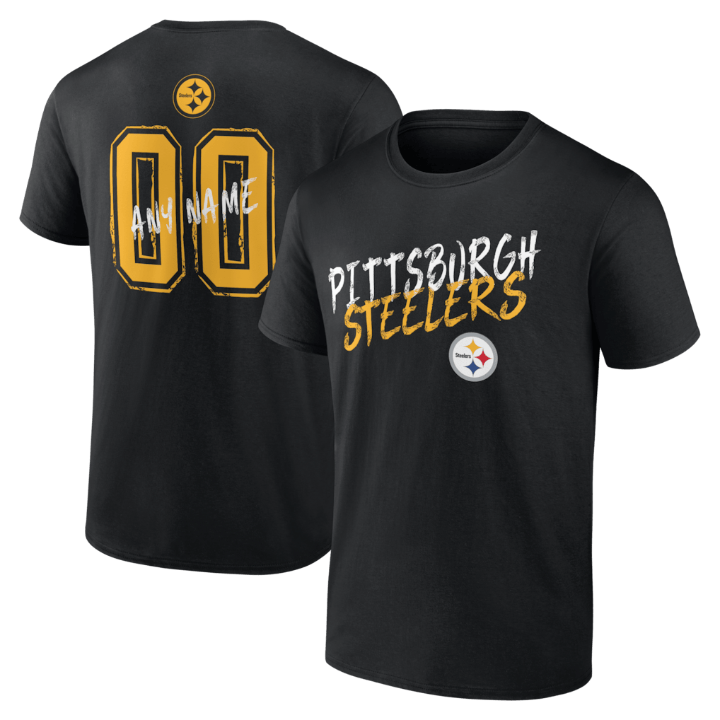 Pittsburgh Steelers Hustle Custom Name & Number T-Shirt - Black
