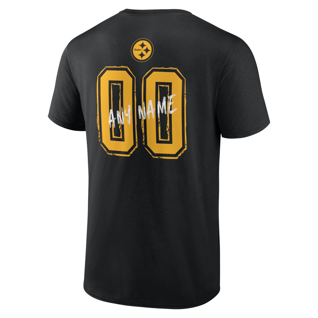 Pittsburgh Steelers Hustle Custom Name & Number T-Shirt - Black