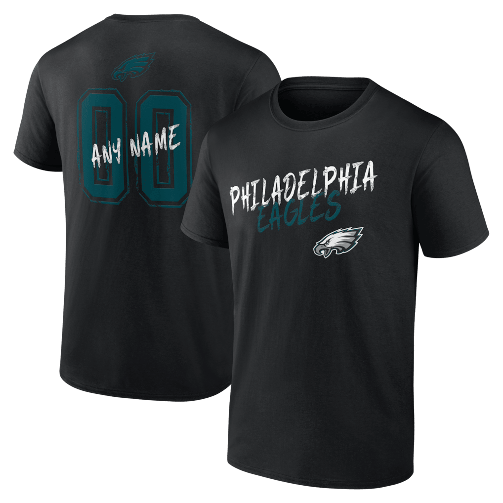 Philadelphia Eagles Hustle Custom Name & Number T-Shirt - Black