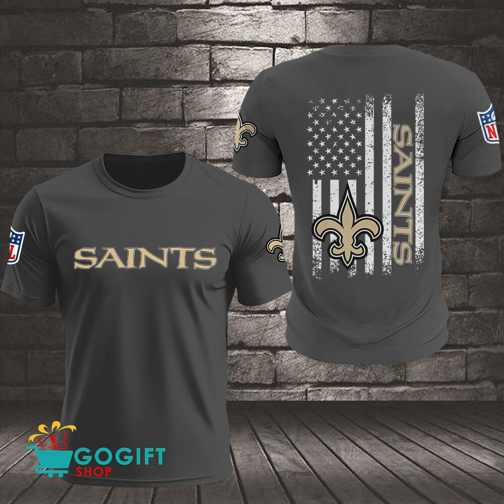 New Orleans Saints US Flag Vintage Style All Over Printed T-shirt