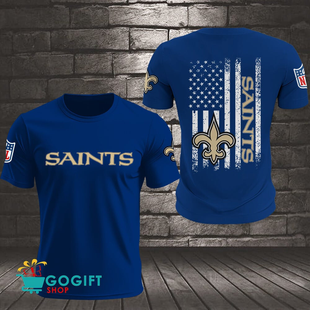 New Orleans Saints US Flag Vintage Style All Over Printed T-shirt