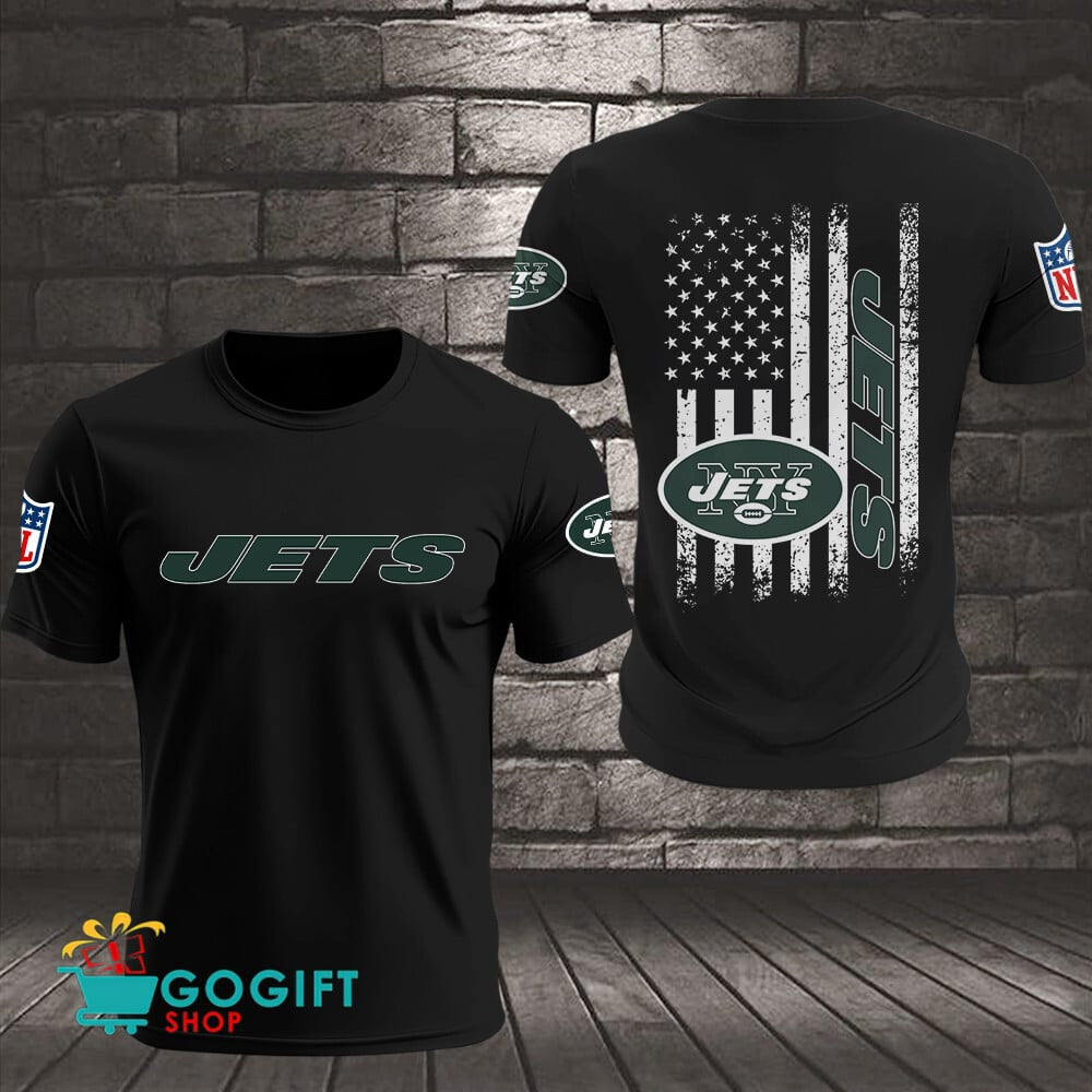 New York Jets US Flag Vintage Style All Over Printed T-shirt