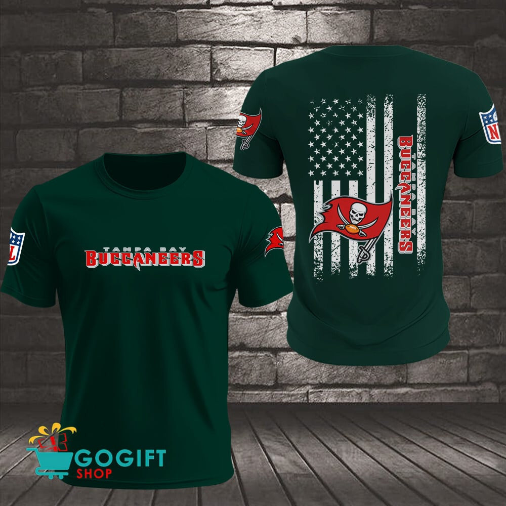 Tampa Bay Buccaneers US Flag Vintage Style All Over Printed T-shirt