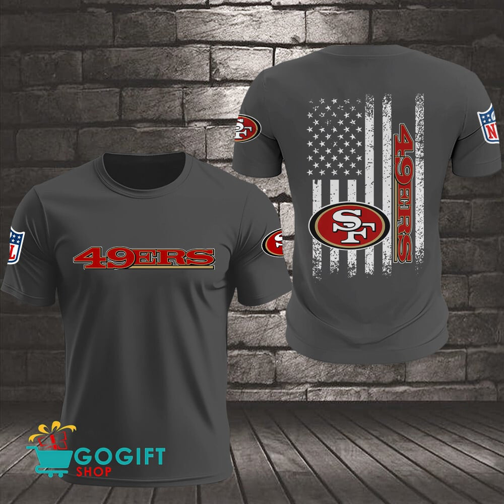San Francisco 49ers US Flag Vintage Style All Over Printed T-shirt