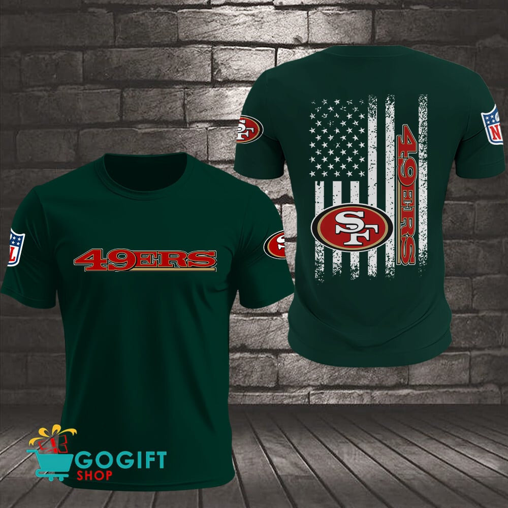 San Francisco 49ers US Flag Vintage Style All Over Printed T-shirt