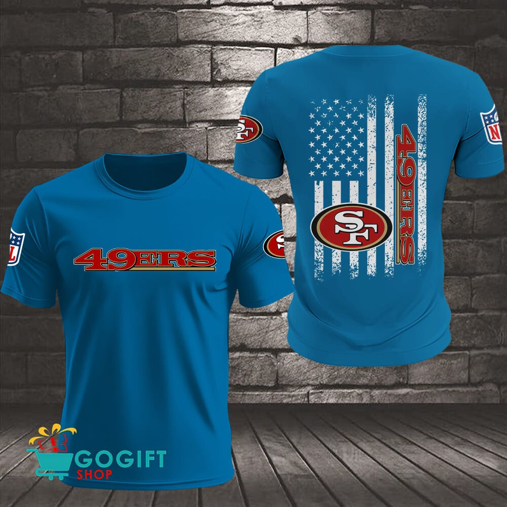 San Francisco 49ers US Flag Vintage Style All Over Printed T-shirt