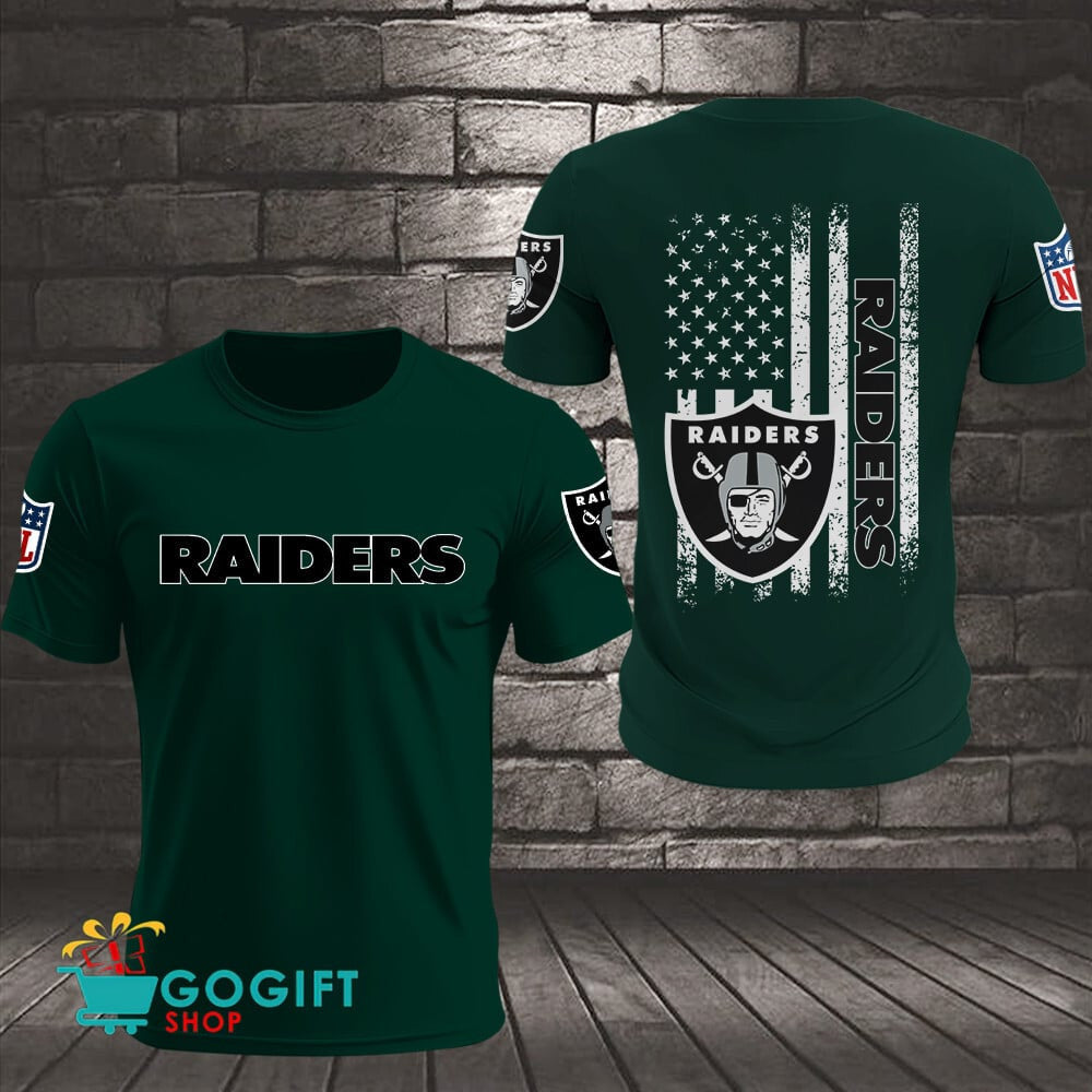 Las Vegas Raiders US Flag Vintage Style All Over Printed T-shirt