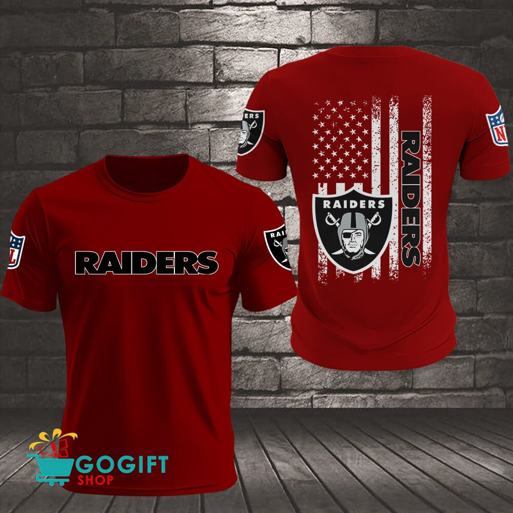 Las Vegas Raiders US Flag Vintage Style All Over Printed T-shirt