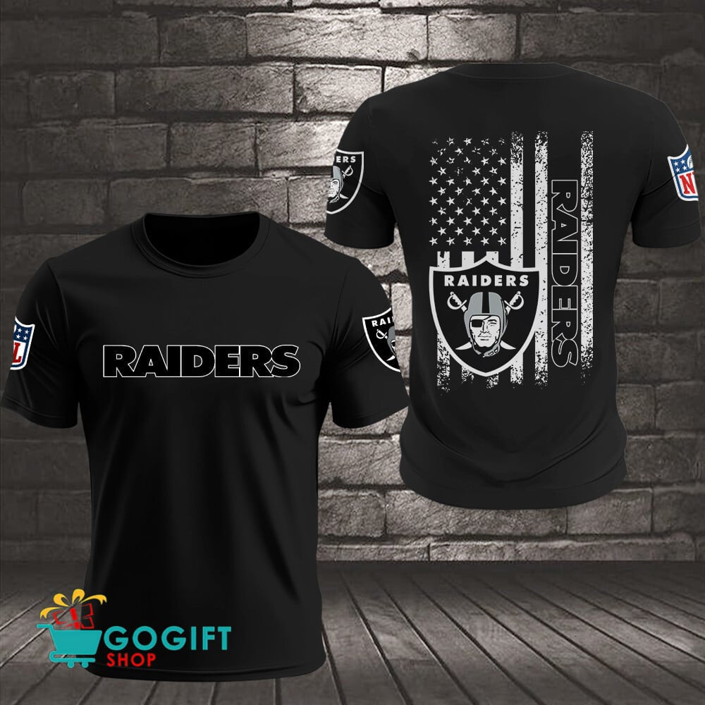 Las Vegas Raiders US Flag Vintage Style All Over Printed T-shirt