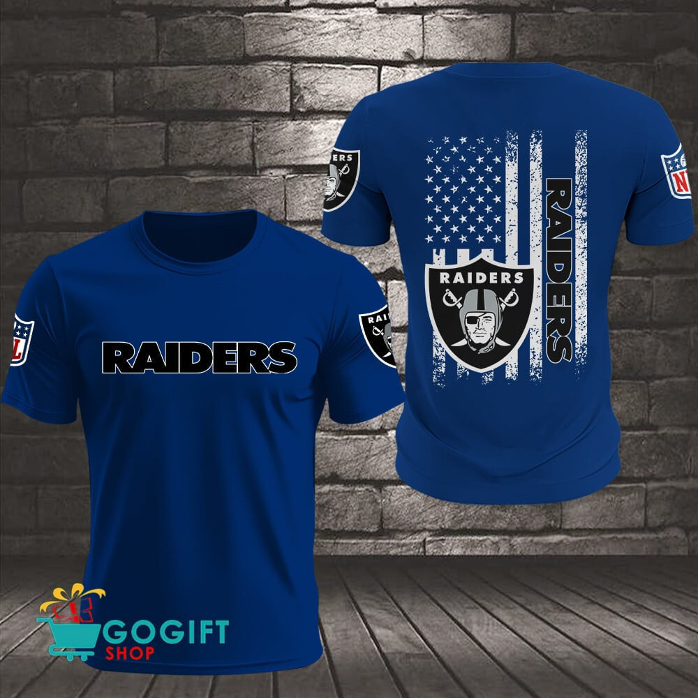 Las Vegas Raiders US Flag Vintage Style All Over Printed T-shirt