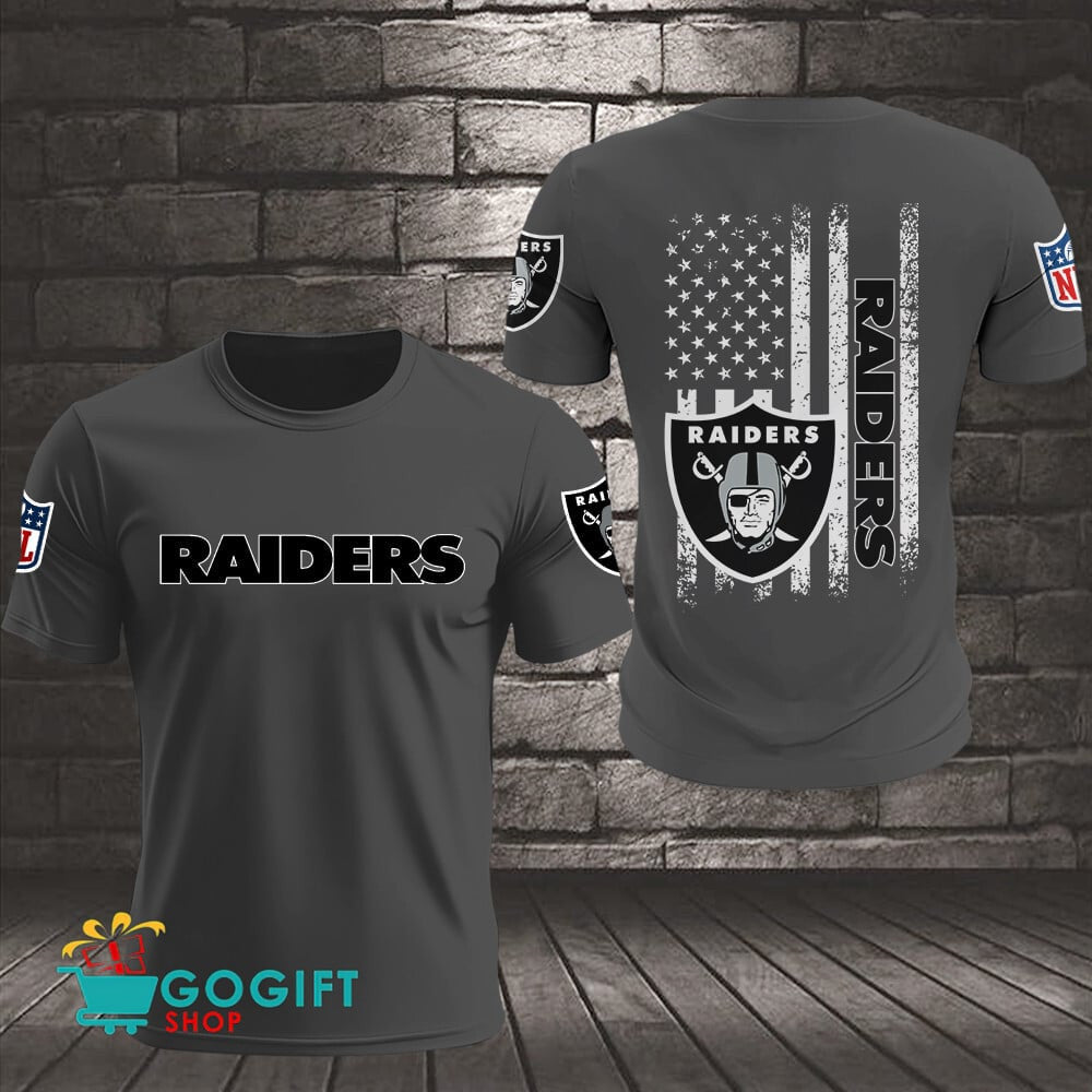 Las Vegas Raiders US Flag Vintage Style All Over Printed T-shirt