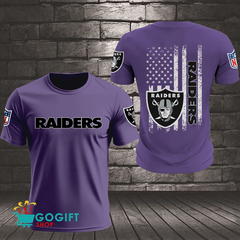 Las Vegas Raiders US Flag Vintage Style All Over Printed T-shirt