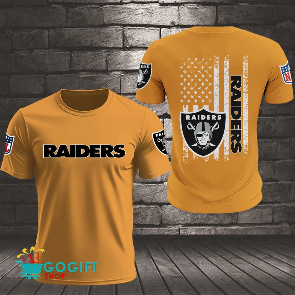 Las Vegas Raiders US Flag Vintage Style All Over Printed T-shirt