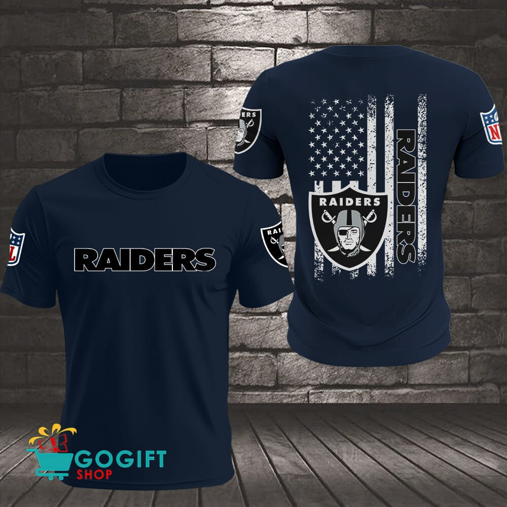 Las Vegas Raiders US Flag Vintage Style All Over Printed T-shirt