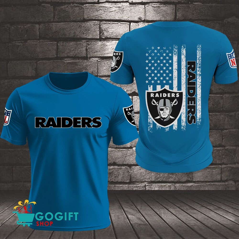 Las Vegas Raiders US Flag Vintage Style All Over Printed T-shirt