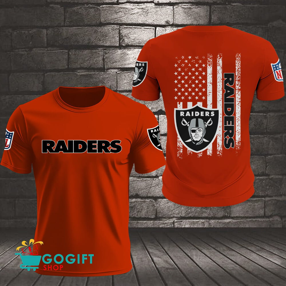 Las Vegas Raiders US Flag Vintage Style All Over Printed T-shirt