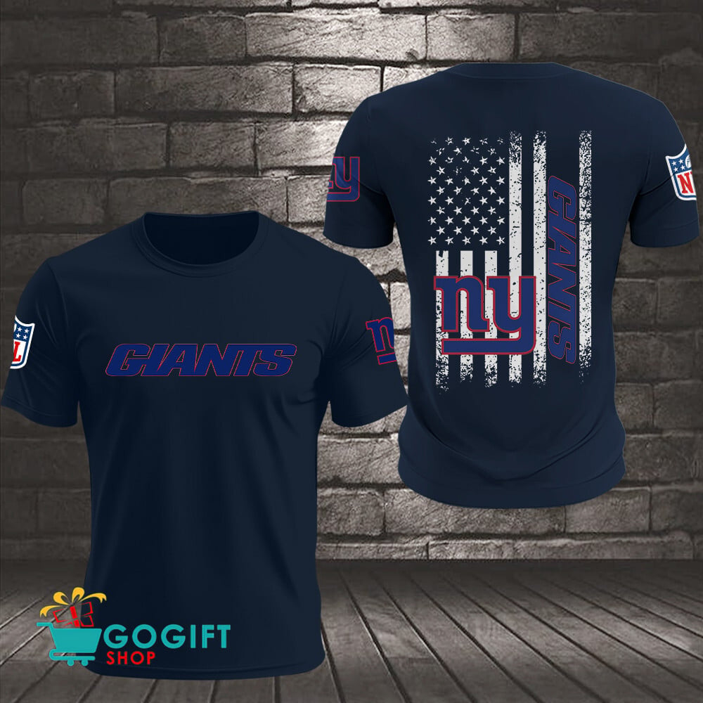 New York Giants US Flag Vintage Style All Over Printed T-shirt