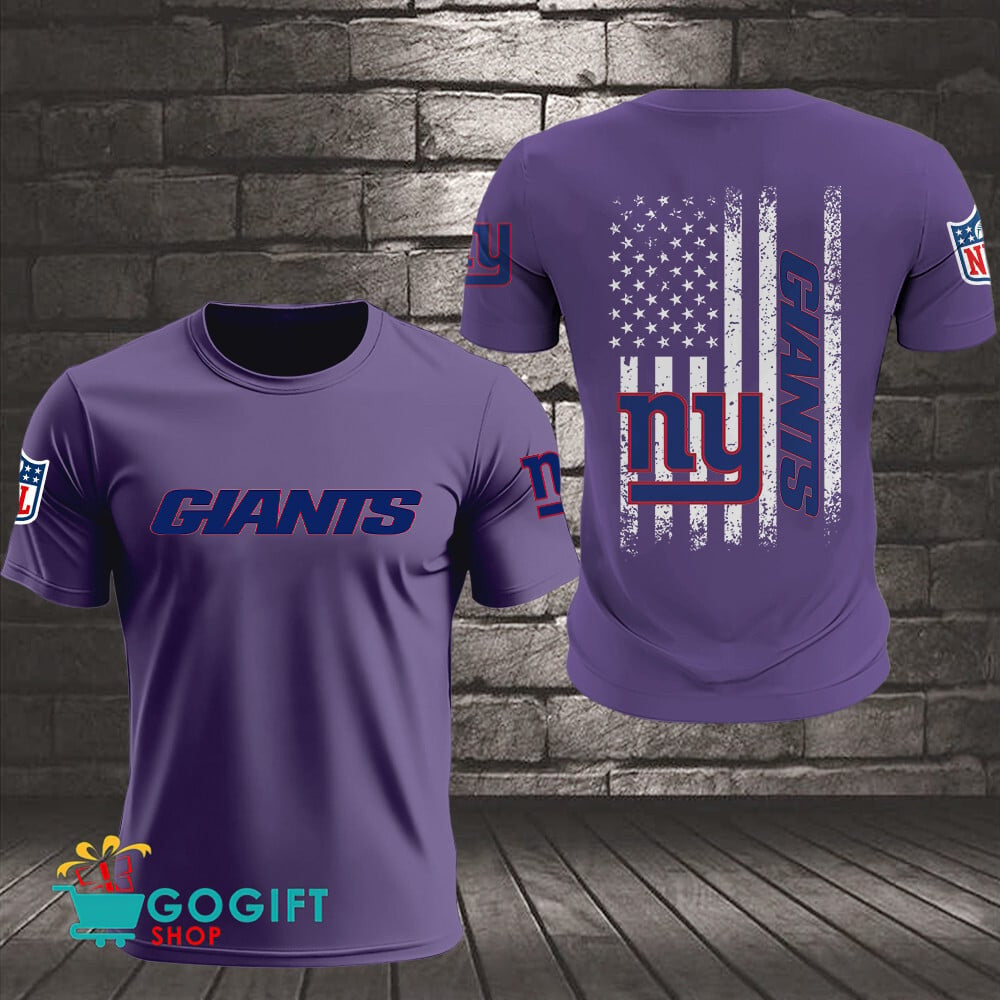 New York Giants US Flag Vintage Style All Over Printed T-shirt