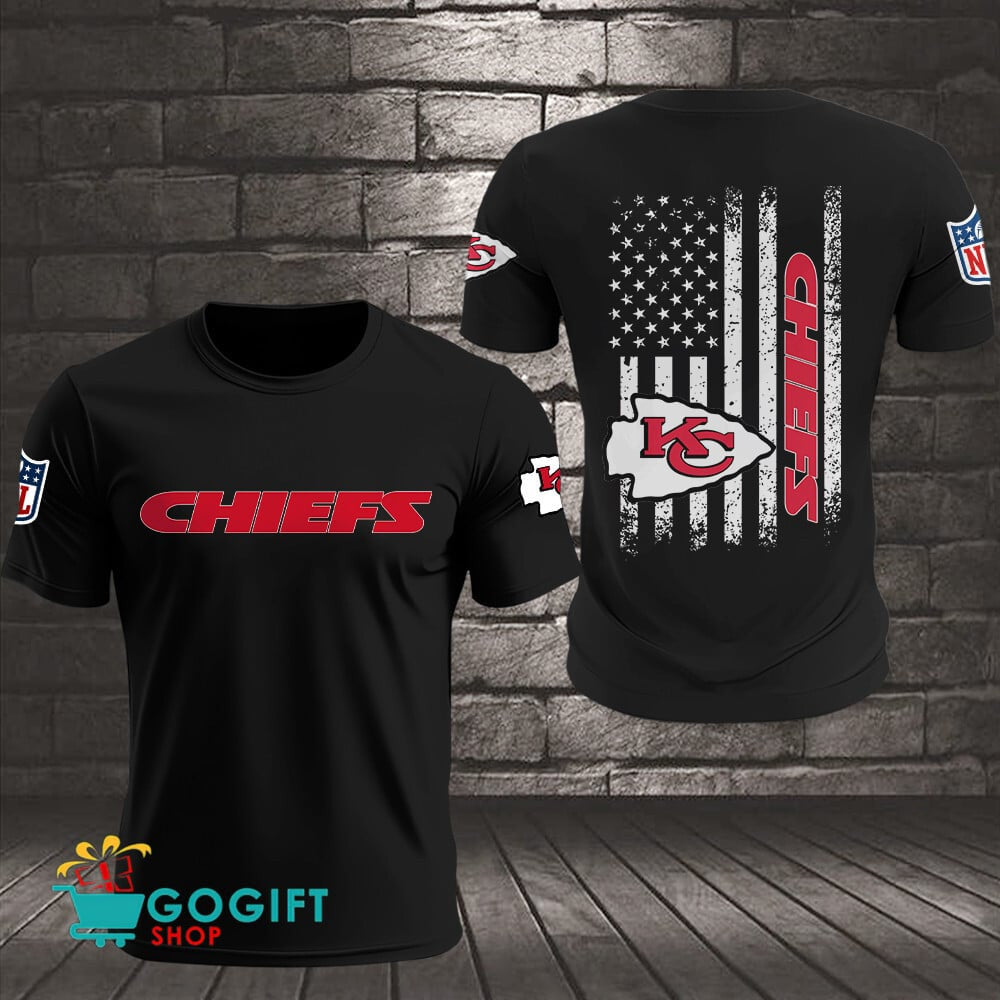 Kansas City Chiefs US Flag Vintage Style All Over Printed T-shirt