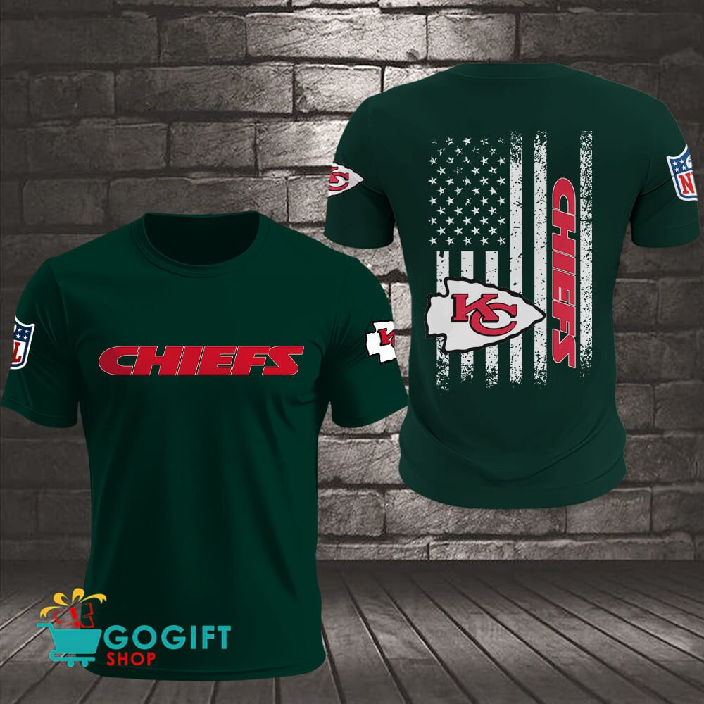 Kansas City Chiefs US Flag Vintage Style All Over Printed T-shirt