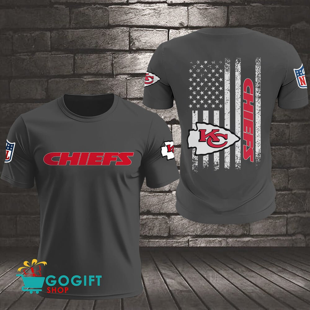 Kansas City Chiefs US Flag Vintage Style All Over Printed T-shirt
