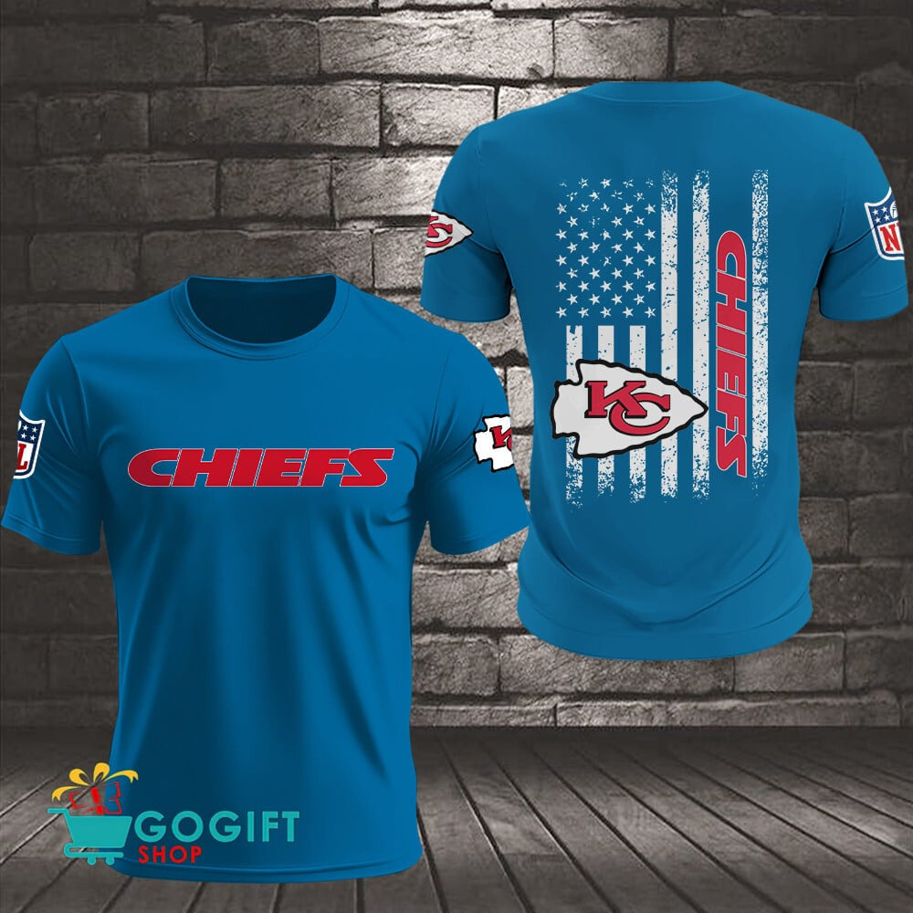 Kansas City Chiefs US Flag Vintage Style All Over Printed T-shirt