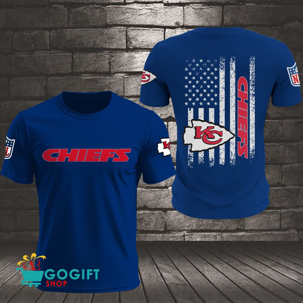 Kansas City Chiefs US Flag Vintage Style All Over Printed T-shirt