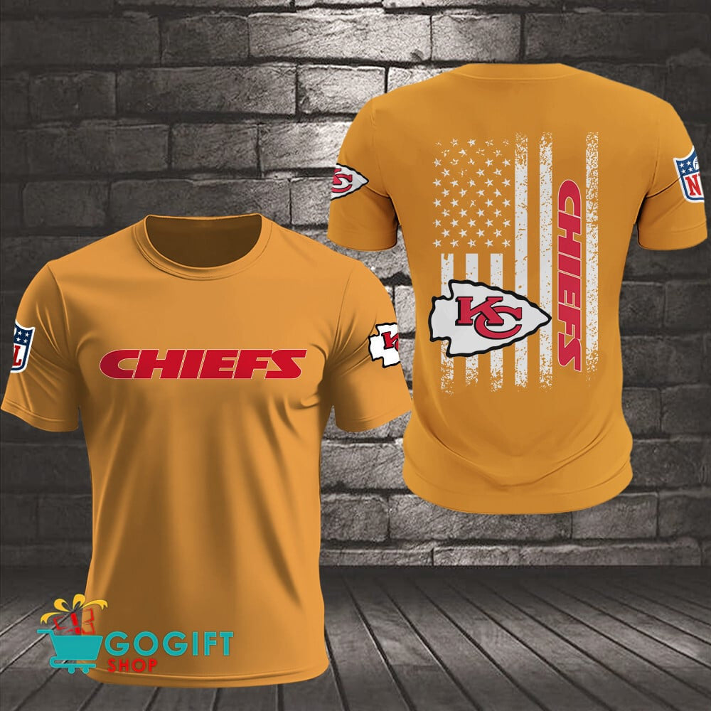 Kansas City Chiefs US Flag Vintage Style All Over Printed T-shirt