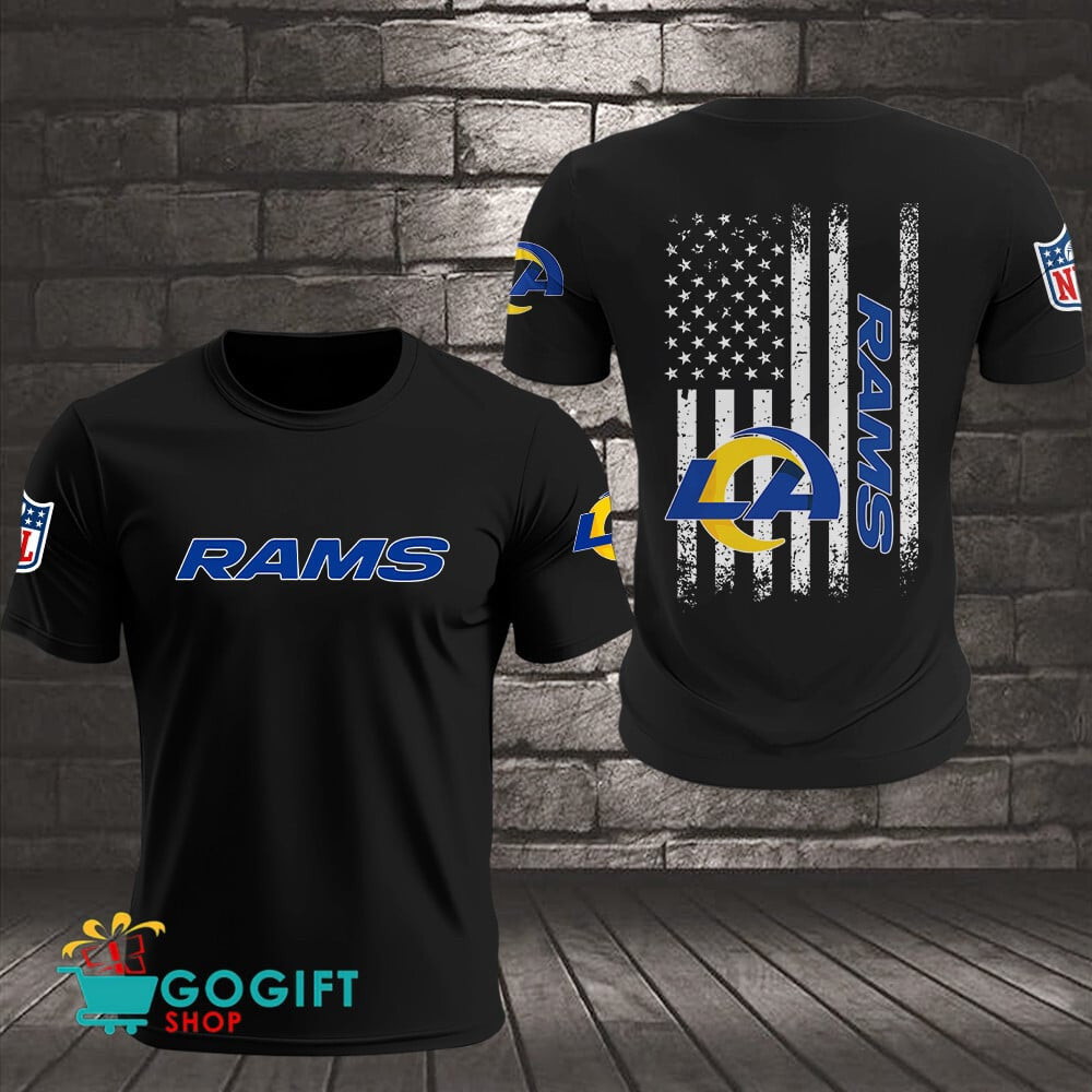 Los Angeles Rams US Flag Vintage Style All Over Printed T-shirt