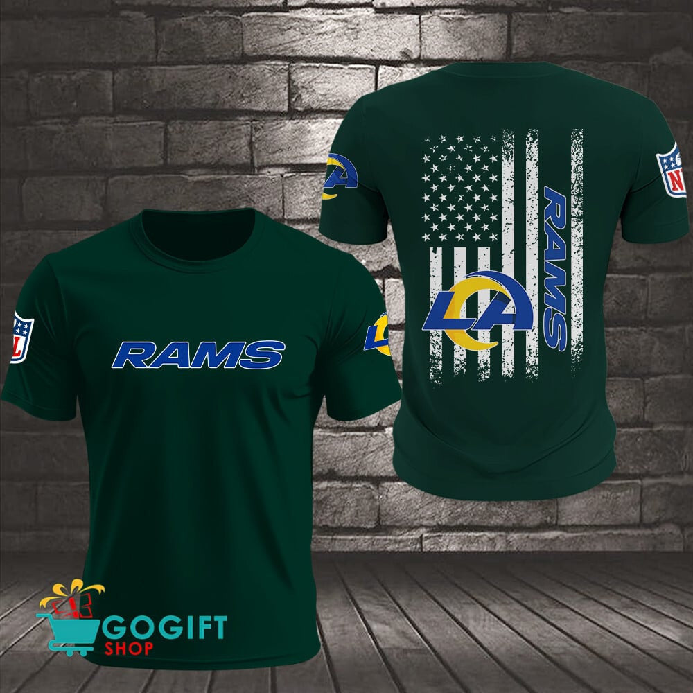 Los Angeles Rams US Flag Vintage Style All Over Printed T-shirt