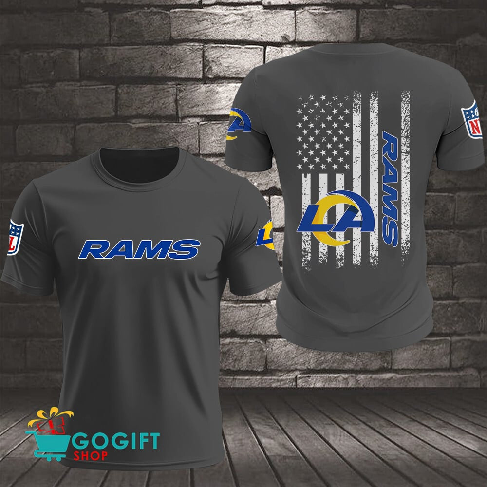 Los Angeles Rams US Flag Vintage Style All Over Printed T-shirt