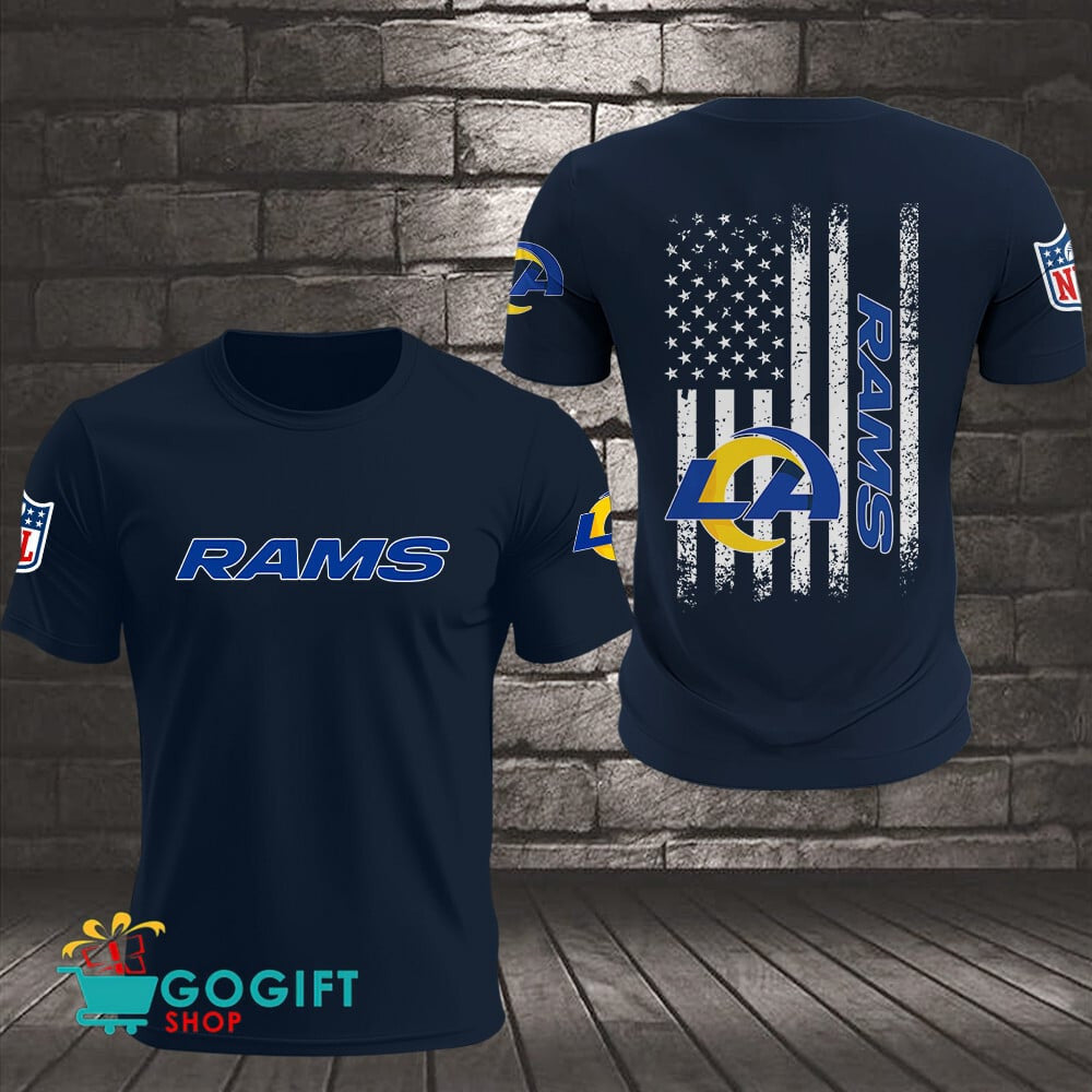 Los Angeles Rams US Flag Vintage Style All Over Printed T-shirt
