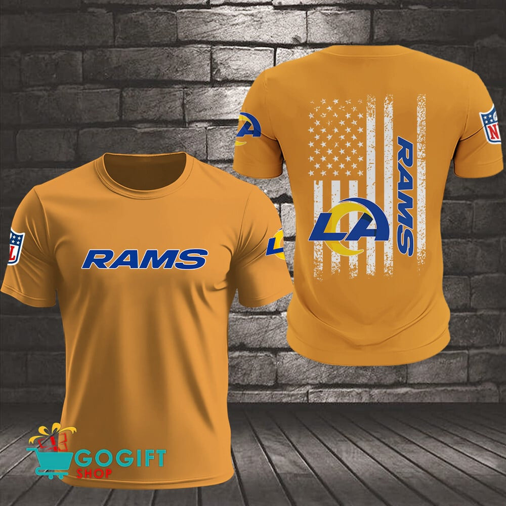 Los Angeles Rams US Flag Vintage Style All Over Printed T-shirt