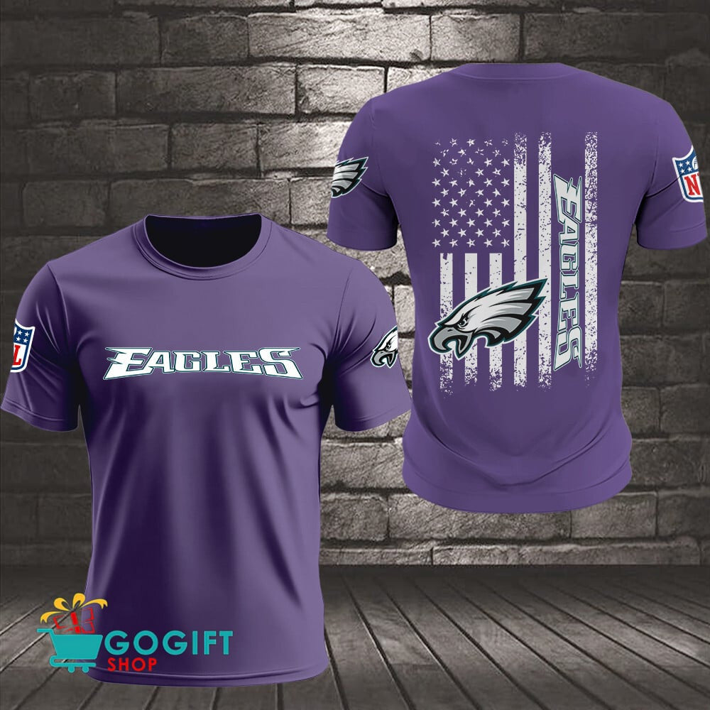 Philadelphia Eagles US Flag Vintage Style All Over Printed T-shirt