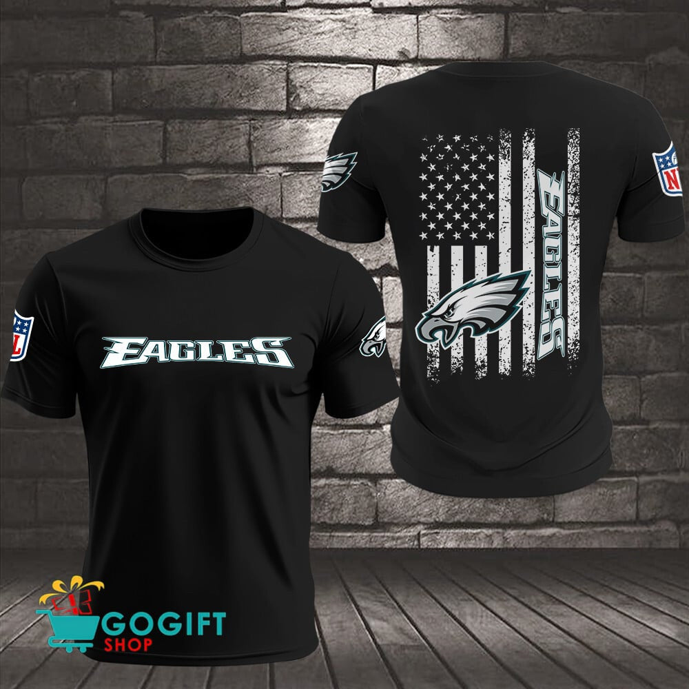 Philadelphia Eagles US Flag Vintage Style All Over Printed T-shirt