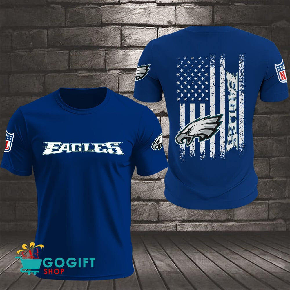 Philadelphia Eagles US Flag Vintage Style All Over Printed T-shirt
