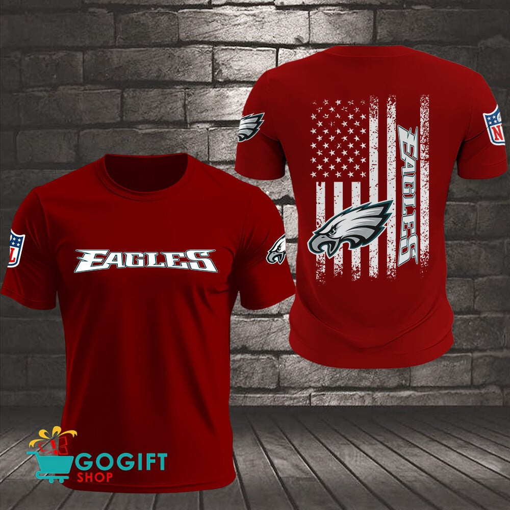 Philadelphia Eagles US Flag Vintage Style All Over Printed T-shirt