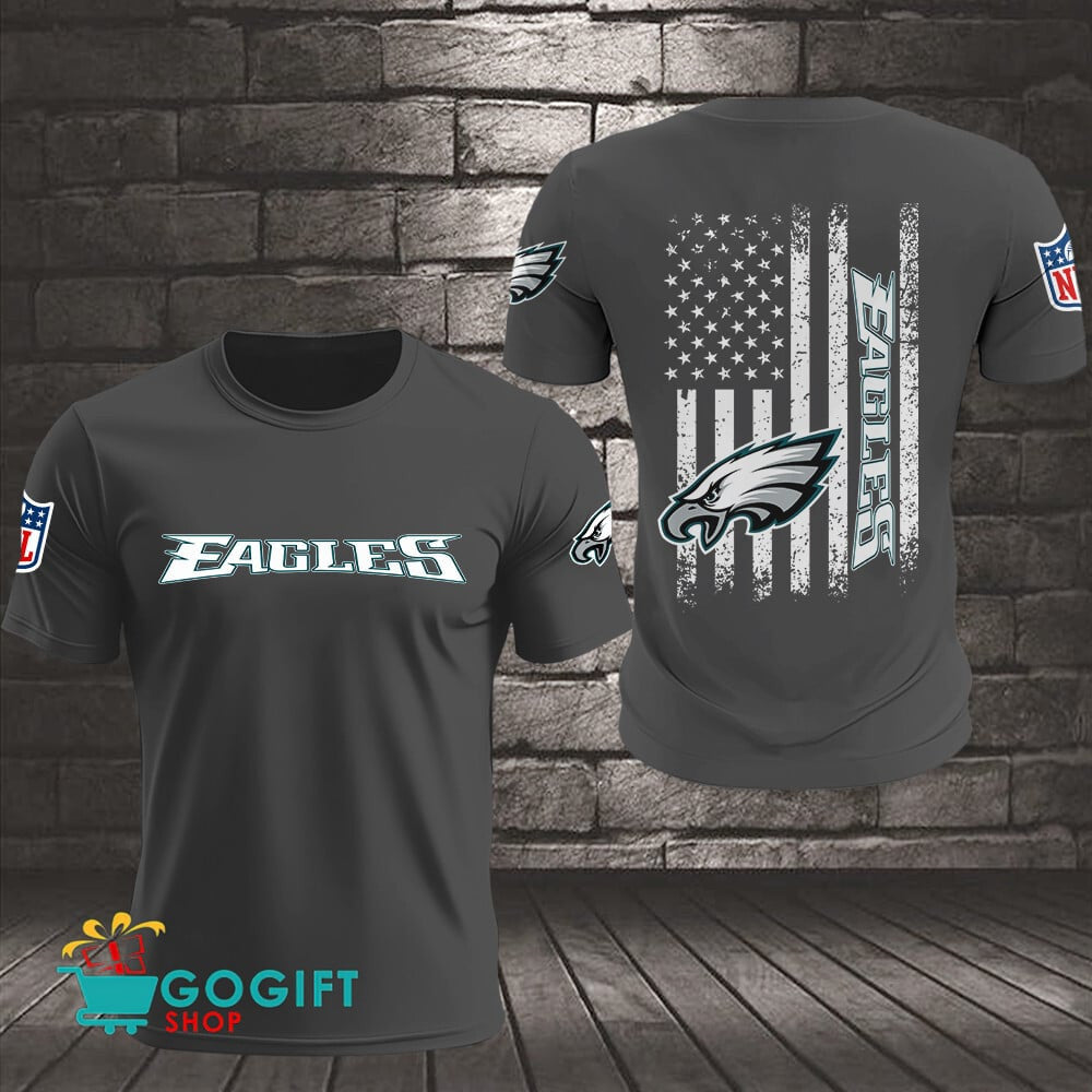 Philadelphia Eagles US Flag Vintage Style All Over Printed T-shirt