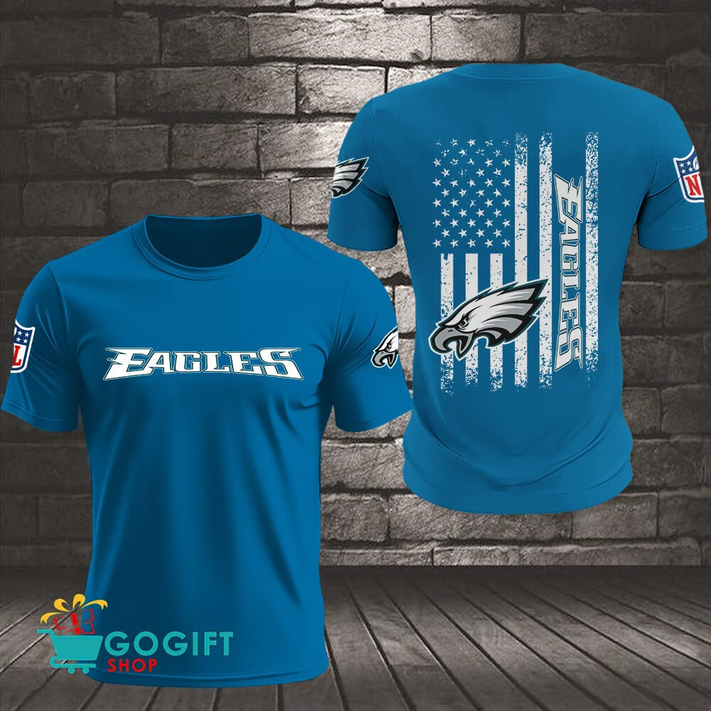 Philadelphia Eagles US Flag Vintage Style All Over Printed T-shirt