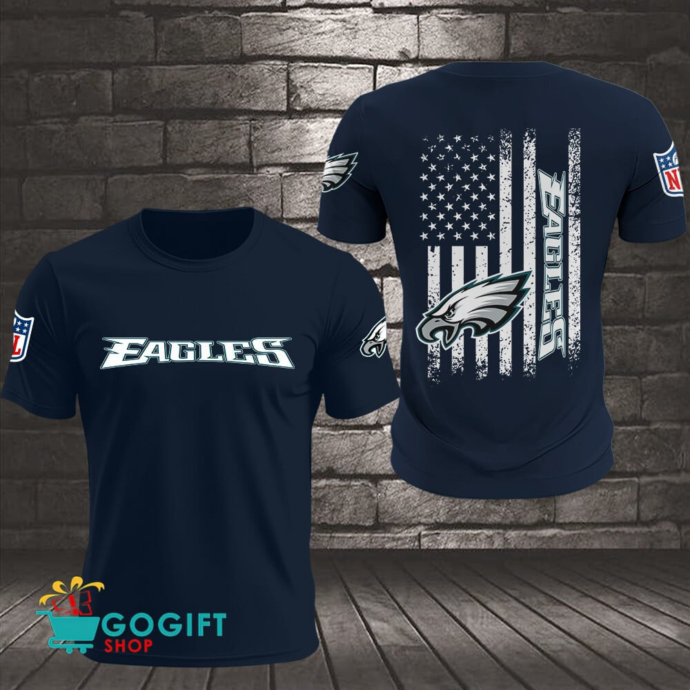 Philadelphia Eagles US Flag Vintage Style All Over Printed T-shirt