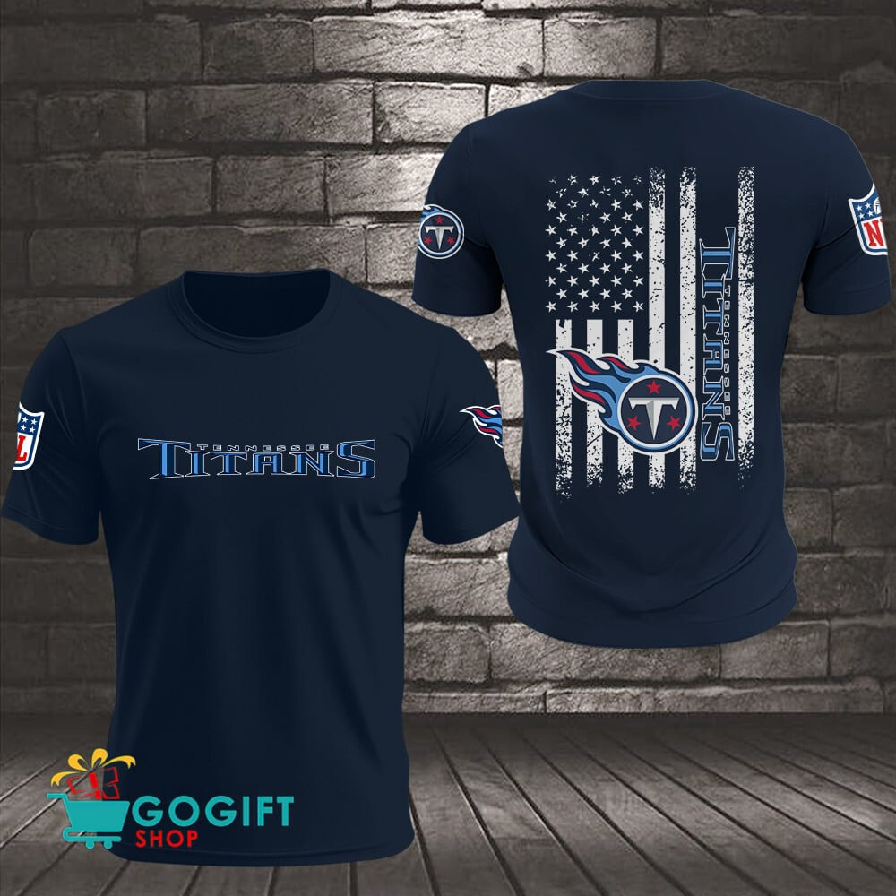 Tennessee Titans US Flag Vintage Style All Over Printed T-shirt