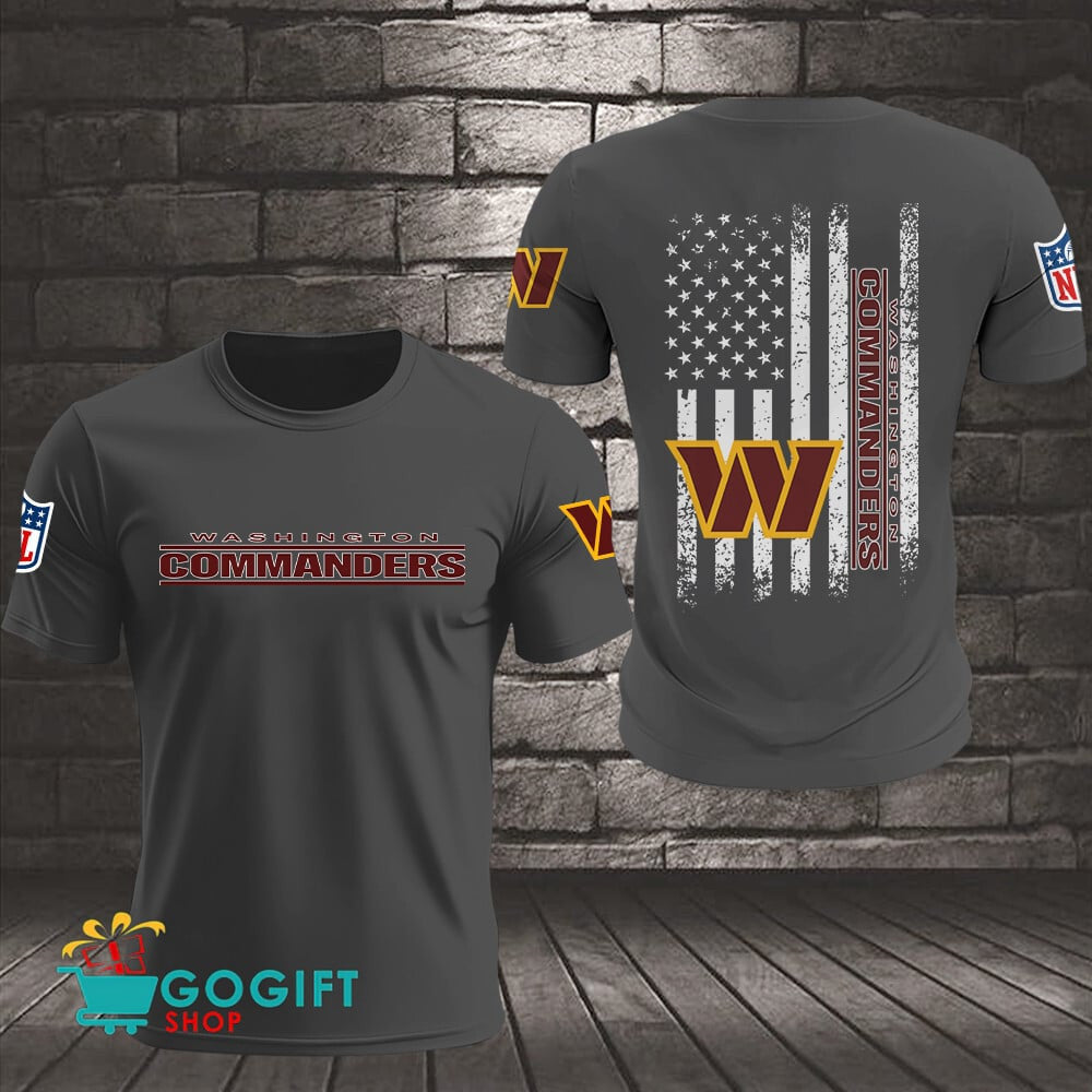 Washington Commanders US Flag Vintage Style All Over Printed T-shirt