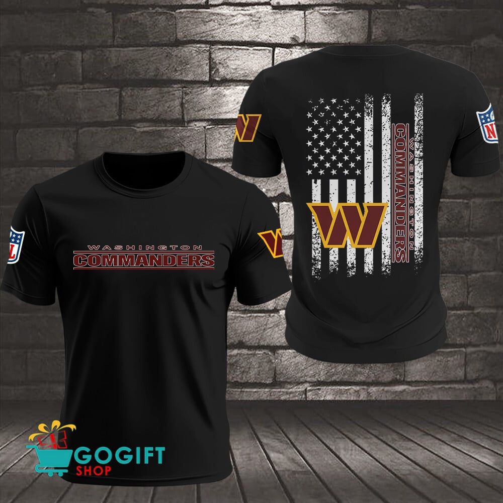 Washington Commanders US Flag Vintage Style All Over Printed T-shirt