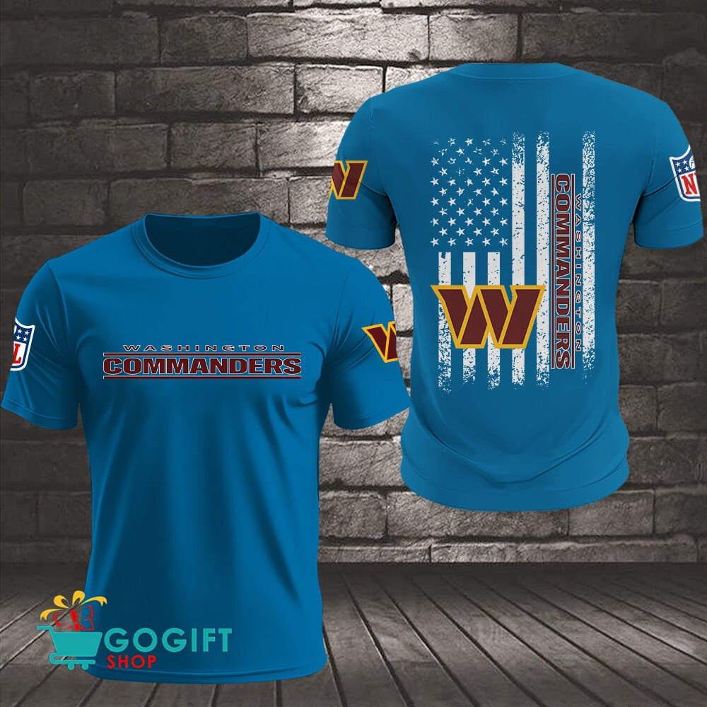 Washington Commanders US Flag Vintage Style All Over Printed T-shirt