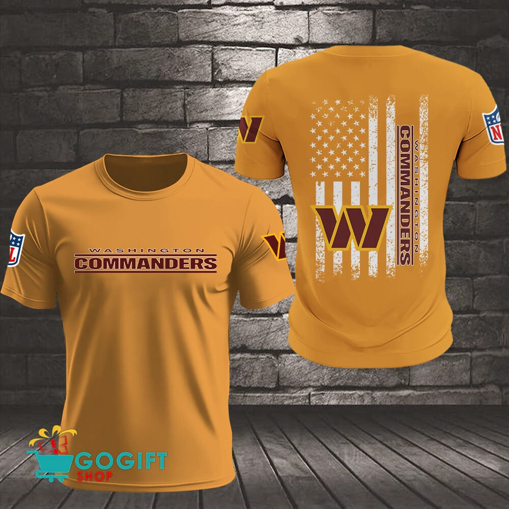 Washington Commanders US Flag Vintage Style All Over Printed T-shirt