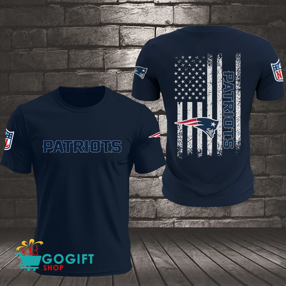 New England Patriots US Flag Vintage Style All Over Printed T-shirt