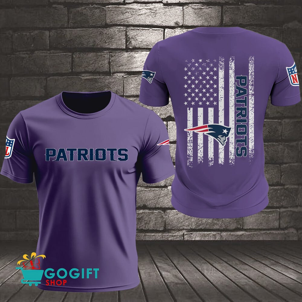 New England Patriots US Flag Vintage Style All Over Printed T-shirt