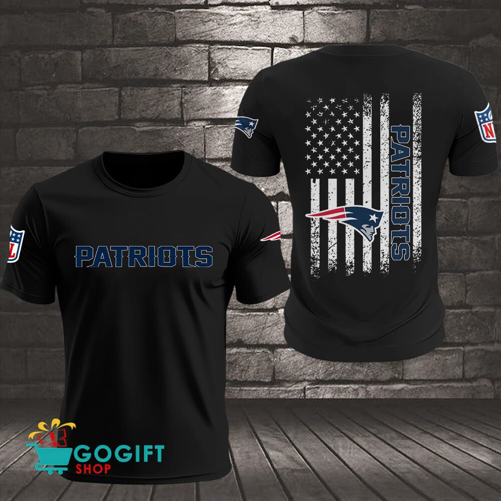 New England Patriots US Flag Vintage Style All Over Printed T-shirt