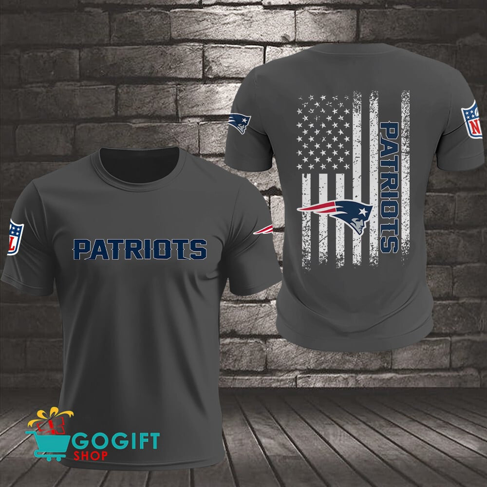 New England Patriots US Flag Vintage Style All Over Printed T-shirt